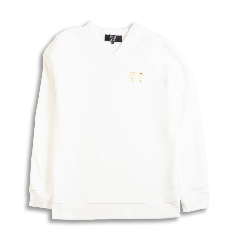 Sweat col V - Homme - Blanc