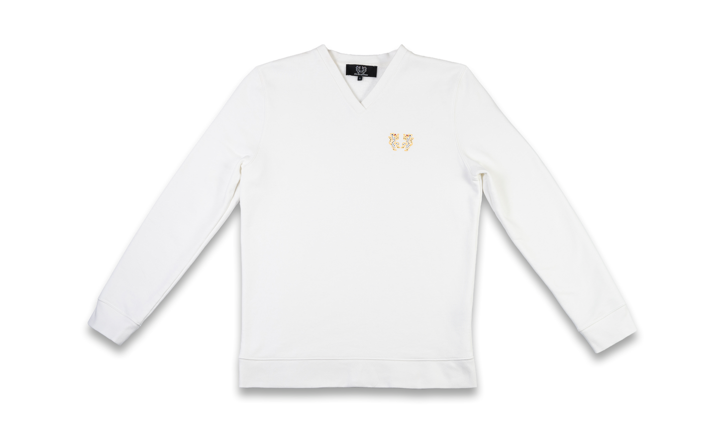Sweat col V - Homme - Blanc
