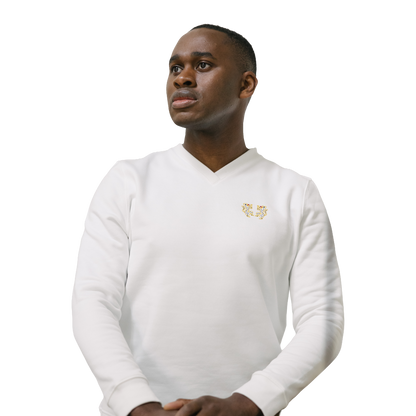 Sweat col V - Homme - Blanc