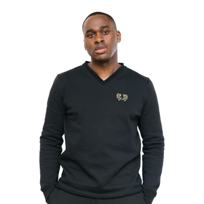 Sweat col V - Homme - Noir