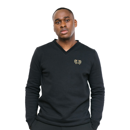 Sweat col V - Homme - Noir