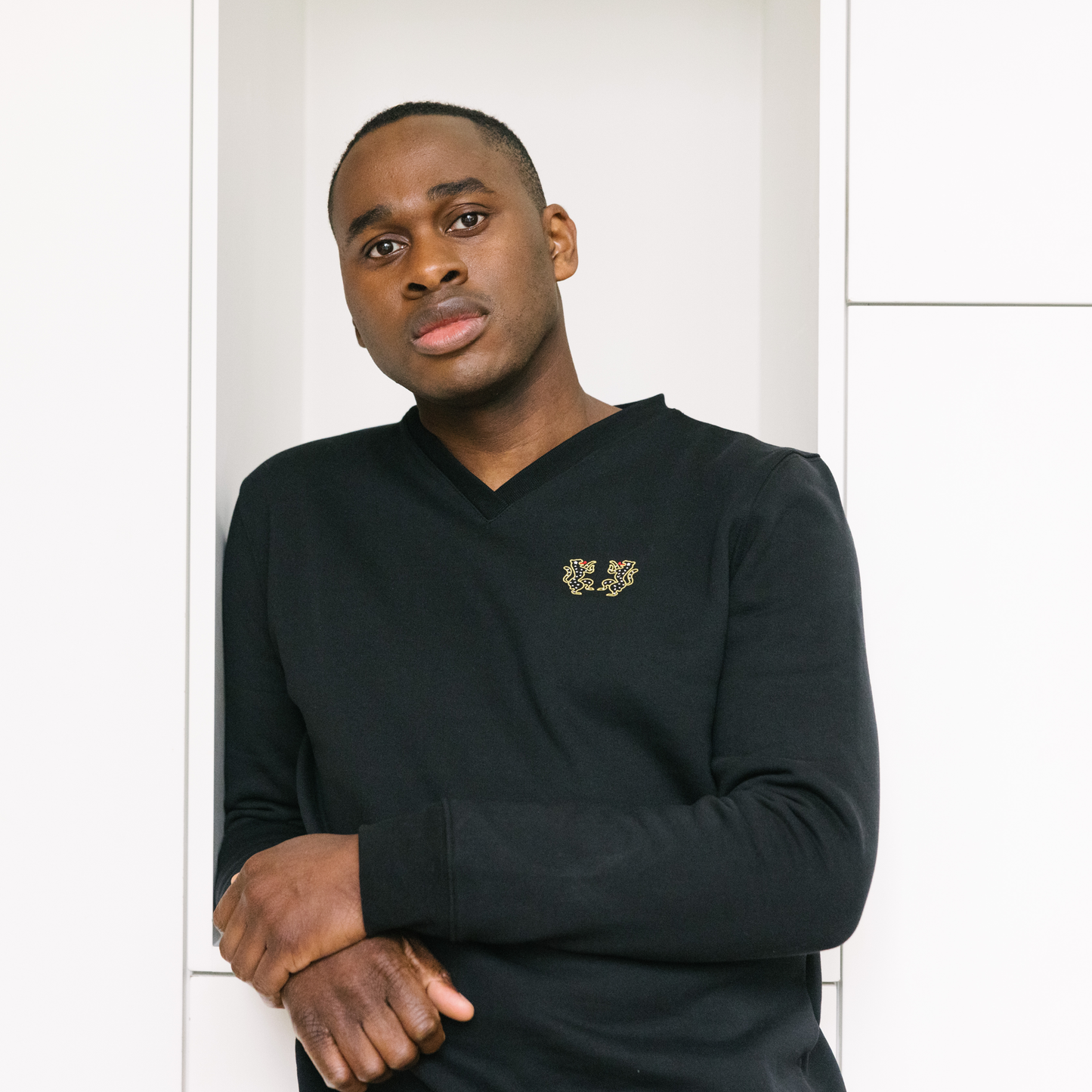 Sweat col V - Homme - Noir