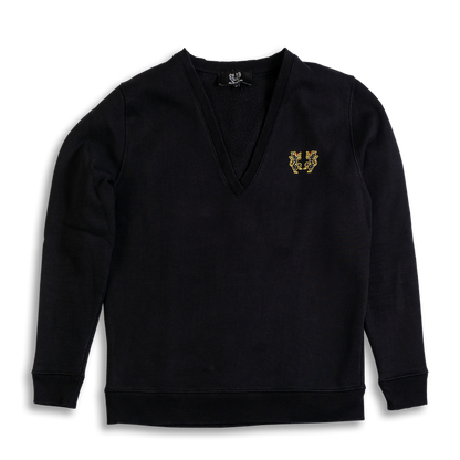 Sweat col V - Femme - Noir